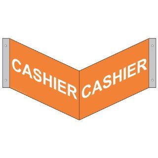 Cashier White on Orange Sign NHE 9640Tri WHTonORNG Information  Business And Store Signs 