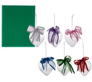 Set of 6 Swirl Glass Heart Ornaments with Gift Boxes by Valerie —