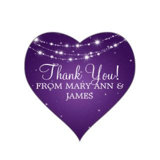Elegant  Thank you Sparkling Chain Purple Heart Stickers