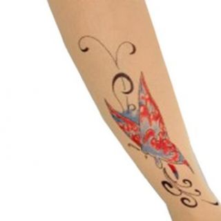 SACAS Sexy Red Blue Butterfly Tattoo Ankle Print Sheer Tights XS  M