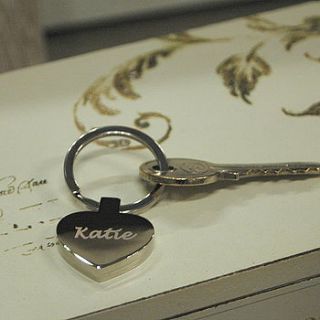 personalised silver heart key ring by the alphabet gift shop