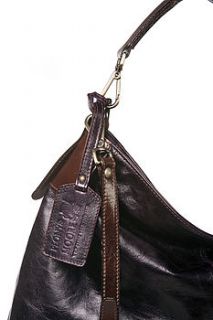 mariella leather handbag in aubergine/purple by peony & moore