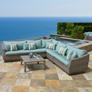 Cannes 6 Piece Wicker Patio Sectional Seating Fu