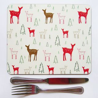 set of four deer placemats by charlotte macey