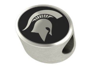 Michigan State University MSU College Jewelry and Bead Fits Most Pandora Style Bracelets. High Quality Bead in Stock for Immediate Shipping Jewelry