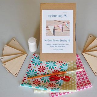 no sew wooden flower bunting craft kit by my blue dog