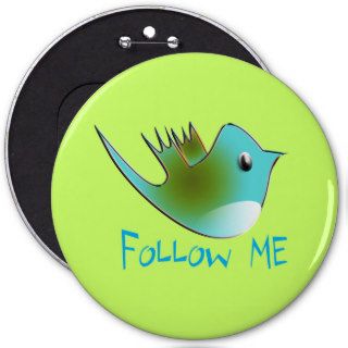 Twitter Bird Follow Me  Choose Background Color Pinback Buttons