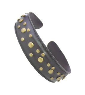 Caravan Stylish In Its Own Rite Wide Headband Of Leather And Studded With Multiple Sizes Of Metal Disks  Hair Clips  Beauty