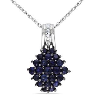 Miadora 10k White Gold Sapphire and Diamond Necklace Miadora Gemstone Necklaces