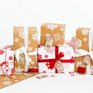 recycled christmas snowflake gift wrap by sophia victoria joy