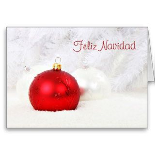Feliz Navidad Merry Christmas in Spanish bauble Greeting Cards