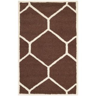 Safavieh Contemporary Handmade Moroccan Cambridge Dark Brown/ Ivory Wool Rug (2'6 x 4') Safavieh Accent Rugs