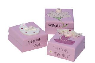 set of three baby girl trinket boxes by freya design