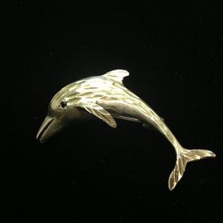 vintage sterling silver dolphin brooch by iamia