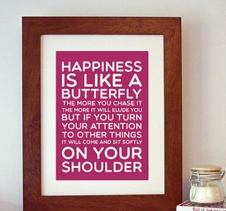 'happiness' quote print by hope and love