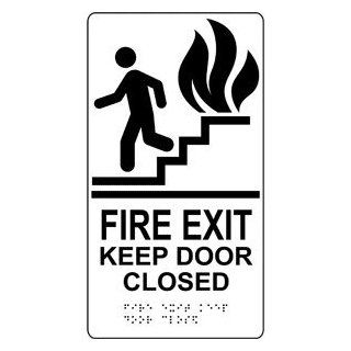ADA Fire Exit Keep Door Closed Braille Sign RRE 240 BLKonWHT  Business And Store Signs 