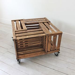 crate coffee table on castors with brakes by inspirit