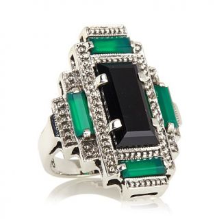 Nicky Butler 6.15ct Green Chalcedony and Onyx Sterling Silver "Empire" Ring