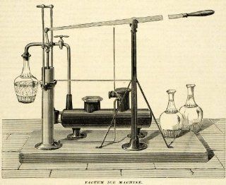 1874 Print Antique Vacuum Ice Machine Ferdinand Carre Refrigeration Invention   Original Halftone Print  