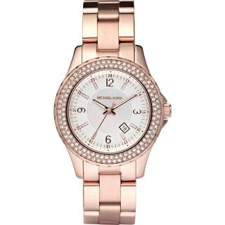 MICHAEL Michael Kors Ladies Rose Gold Mid Size Glitz White Dial Watch