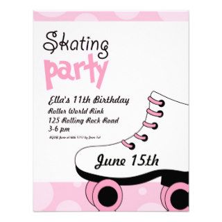 Roller Skating Girls Birthday Party Invite