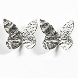 silver butterfly stud earrings by pink butterfly