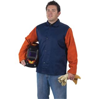 Steiner Heavy-Duty Cotton Jacket w/Leather Sleeves — Large, Model# 12602  Protective Welding Gear