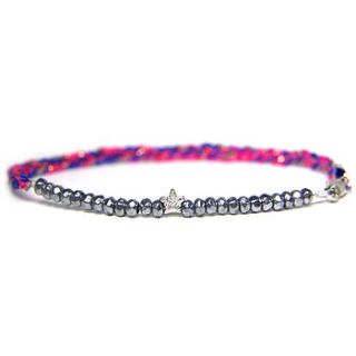 pink metallic braided bracelet by mia lia