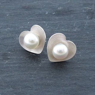 pearl heart studs by emma kate francis