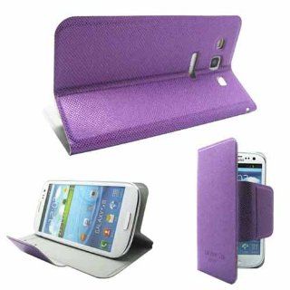 Purple PU Leather Adhesive Flip Cover with Card Holder and viewing stand for Samsung i9300 Galaxy S 3 III Cell Phones & Accessories
