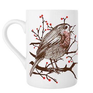 festive robin mug by cherith harrison