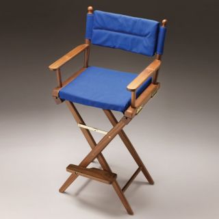SeaForce Teak Captains Chair w/Blue Seat Covers 89856