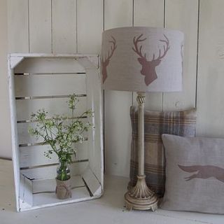 stags head linen lampshade by rustic country crafts