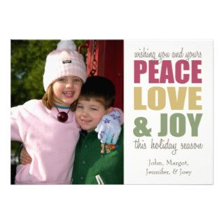 Peace Love & Joy Christmas Cards Custom Announcements