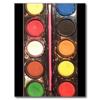 Artist's colorful paint color box post cards