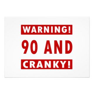 Cranky 90th Birthday Gag Gifts Personalized Announcements