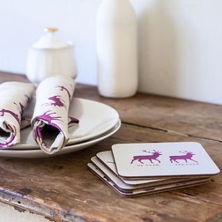 pink stag coaster or placemat by rawxclusive