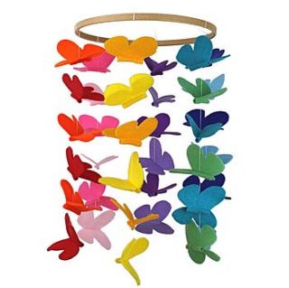 rainbow butterfly baby mobile large by littlenestbox