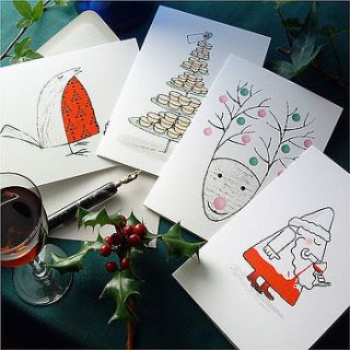 recycled luxury illustrated christmas cards by florence & florence