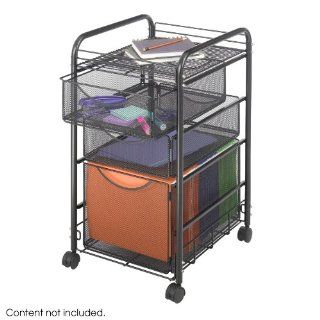 Safco Products   Onyx™ Mesh File Cart with 1 File Drawer and 2 Small Drawers   5213BL   Color Black   Dimensions 15 3/4"w x 17"d x 27"h   Material Steel Mesh;Steel (frame)   Get Onyx™ organized Durable, contemporary mesh crea