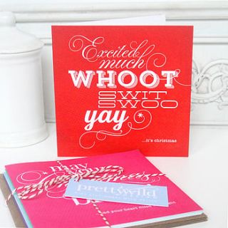pack of five typographic christmas cards by prettywild design