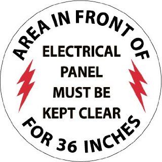 Floor Sign, Walk On, Area In Front Of Electrical Panel Must Be Kept Clear For 36 Inches, 17 Dia, Ps Vinyl Industrial Warning Signs