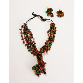 Earth Melon Seed Necklace and Earring Set (Colombia) Jewelry Sets
