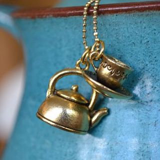 tea cup and pot charm necklace by boutique by jamie