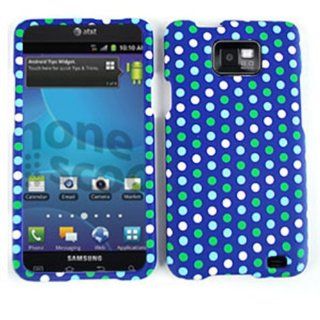 CELL PHONE CASE COVER FOR SAMSUNG GALAXY S II / ATTAIN I777 WHITE GREEN DOTS ON BLUE Cell Phones & Accessories