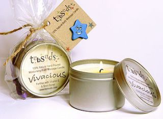 vivacious moisturising body massage candle by tubsuds