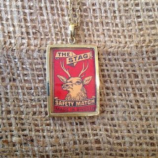vintage match box cover necklace by miss katie cupcake