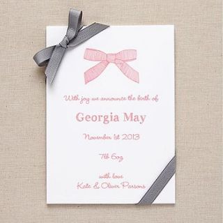 bow birth announcement by fraser & parsley