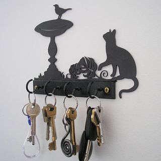 cat and bird key hooks by black fox metalcraft