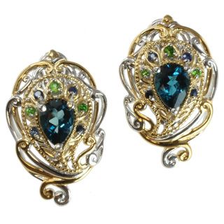 Michael Valitutti Two tone London Blue Topaz, Chrome Diopside and Blue Sapphire Earrings Michael Valitutti Gemstone Earrings